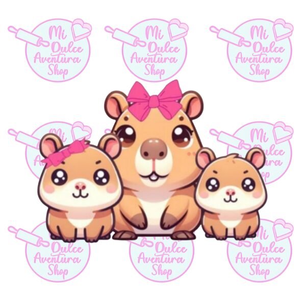 Capibara con hijos