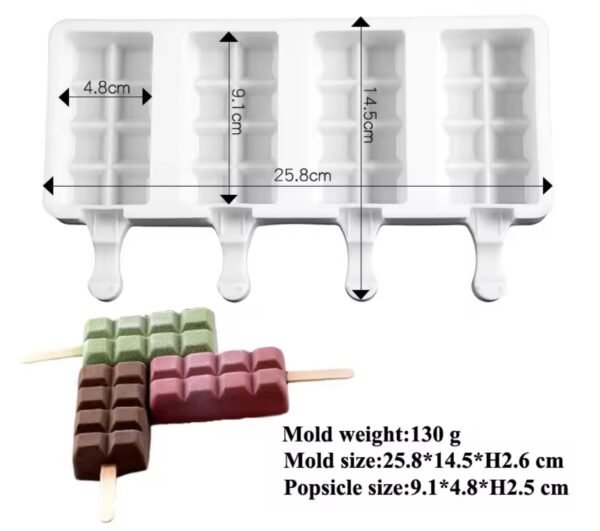 Molde silicón paleta cuadrada grande