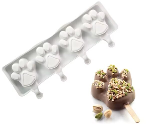 Molde silicón paletas huellita