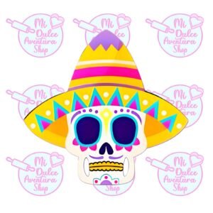 Cortador Galletas  Calavera con sombrero mexicano